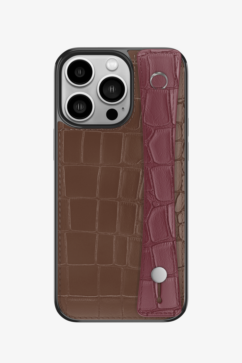 Alligator Sports Strap Case for iPhone 16 Pro - Cocoa / Burgundy - zollofrance