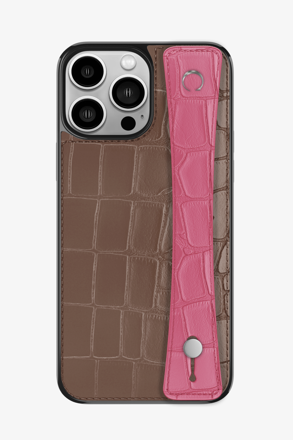 Alligator Sports Strap Case for iPhone 16 Pro Max - Cocoa / Pink - zollofrance