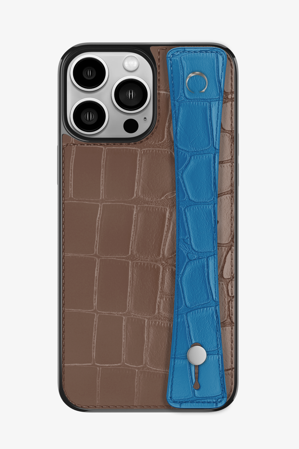 Alligator Sports Strap Case for iPhone 16 Pro Max - Cocoa / Blue Lagoon - zollofrance