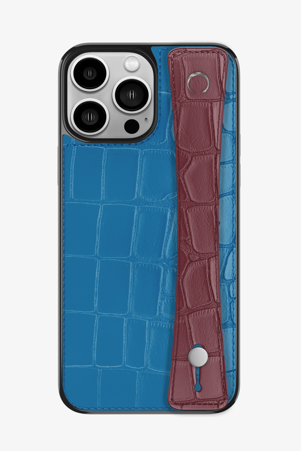 Alligator Sports Strap Case for iPhone 16 Pro Max - Blue Lagoon / Burgundy - zollofrance