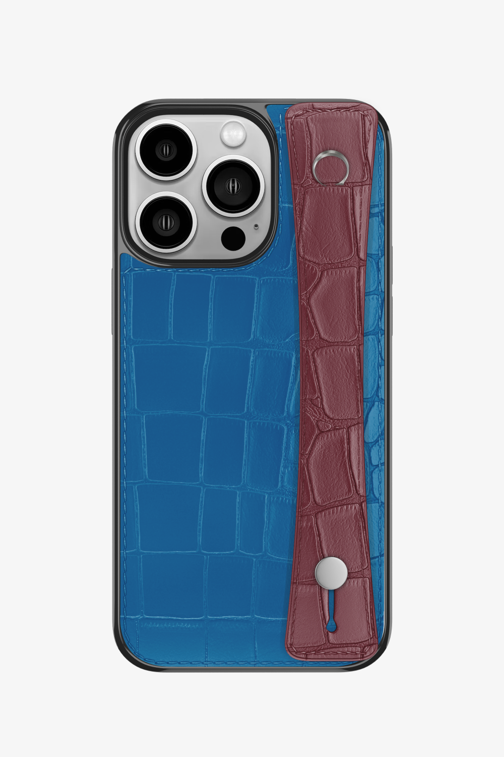 Alligator Sports Strap Case for iPhone 16 Pro - Blue Lagoon / Burgundy - zollofrance