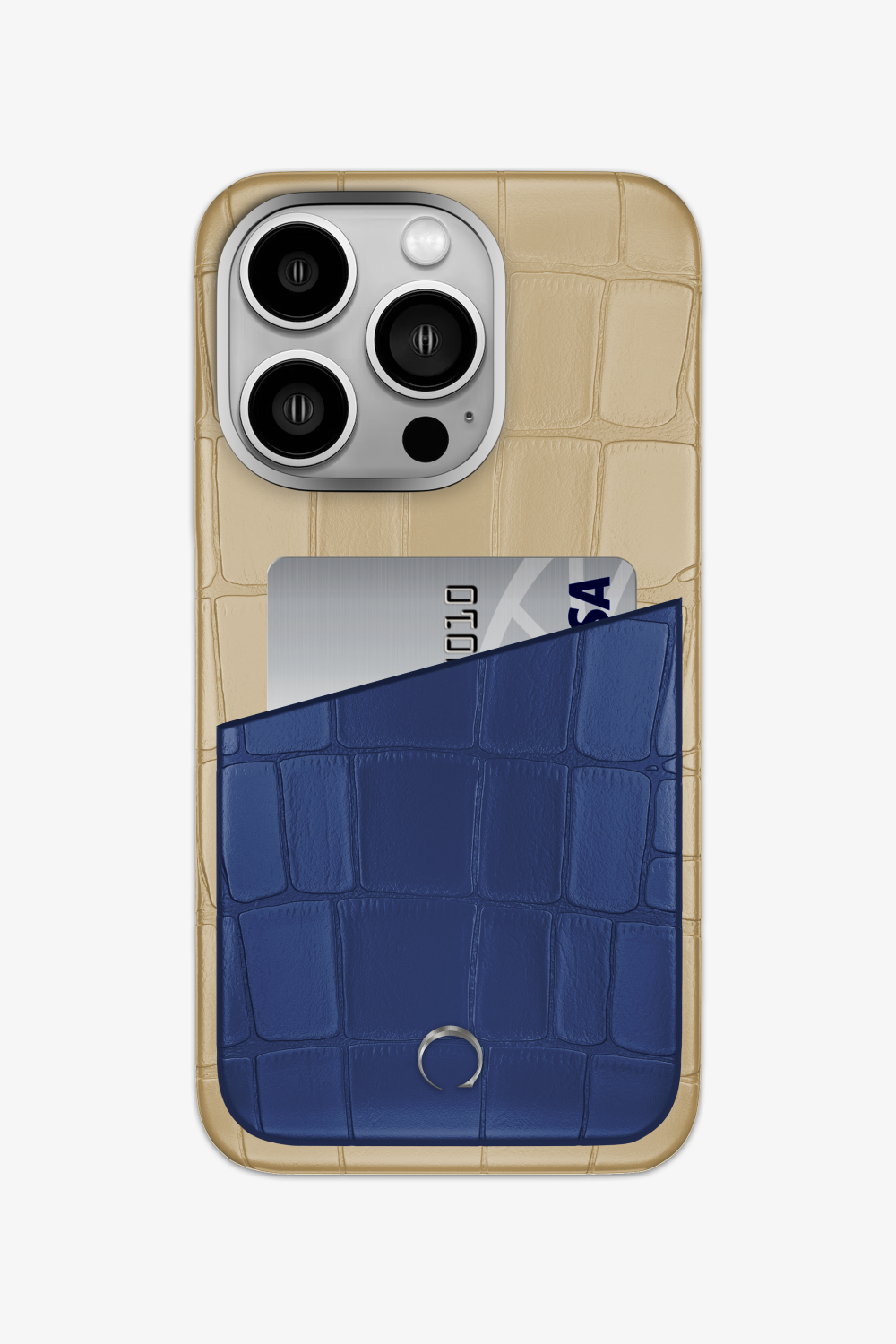 Alligator Pocket Case for iPhone 14 Pro - Vanilla / Navy Blue - zollofrance