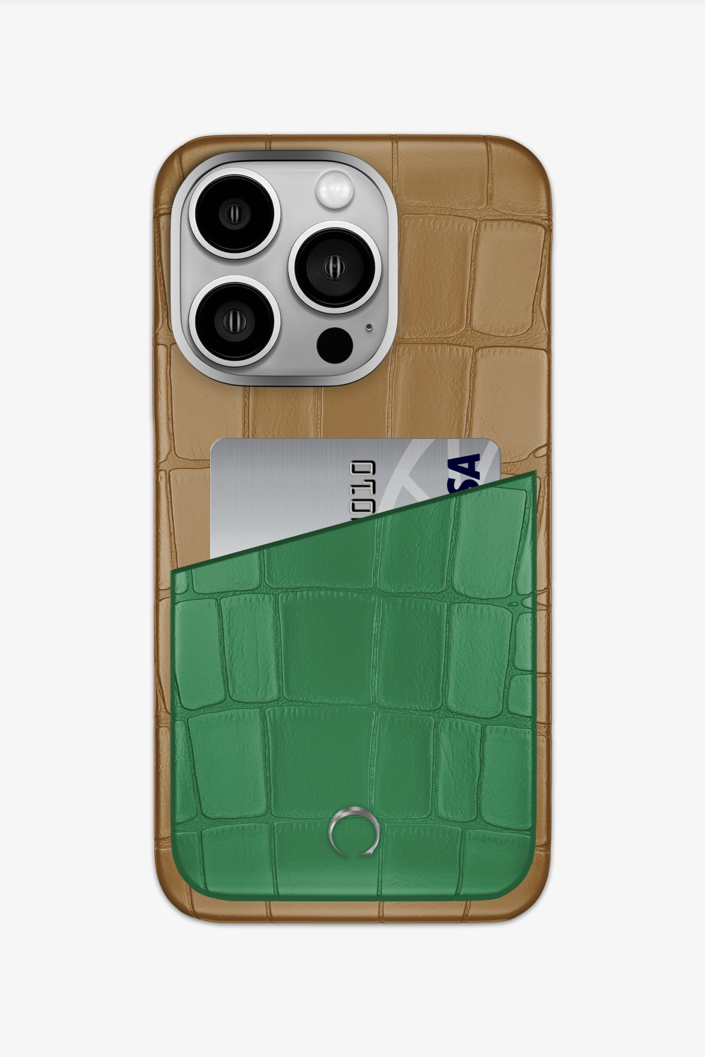 Alligator Pocket Case for iPhone 16 Pro - Latte / Green Emerald - zollofrance