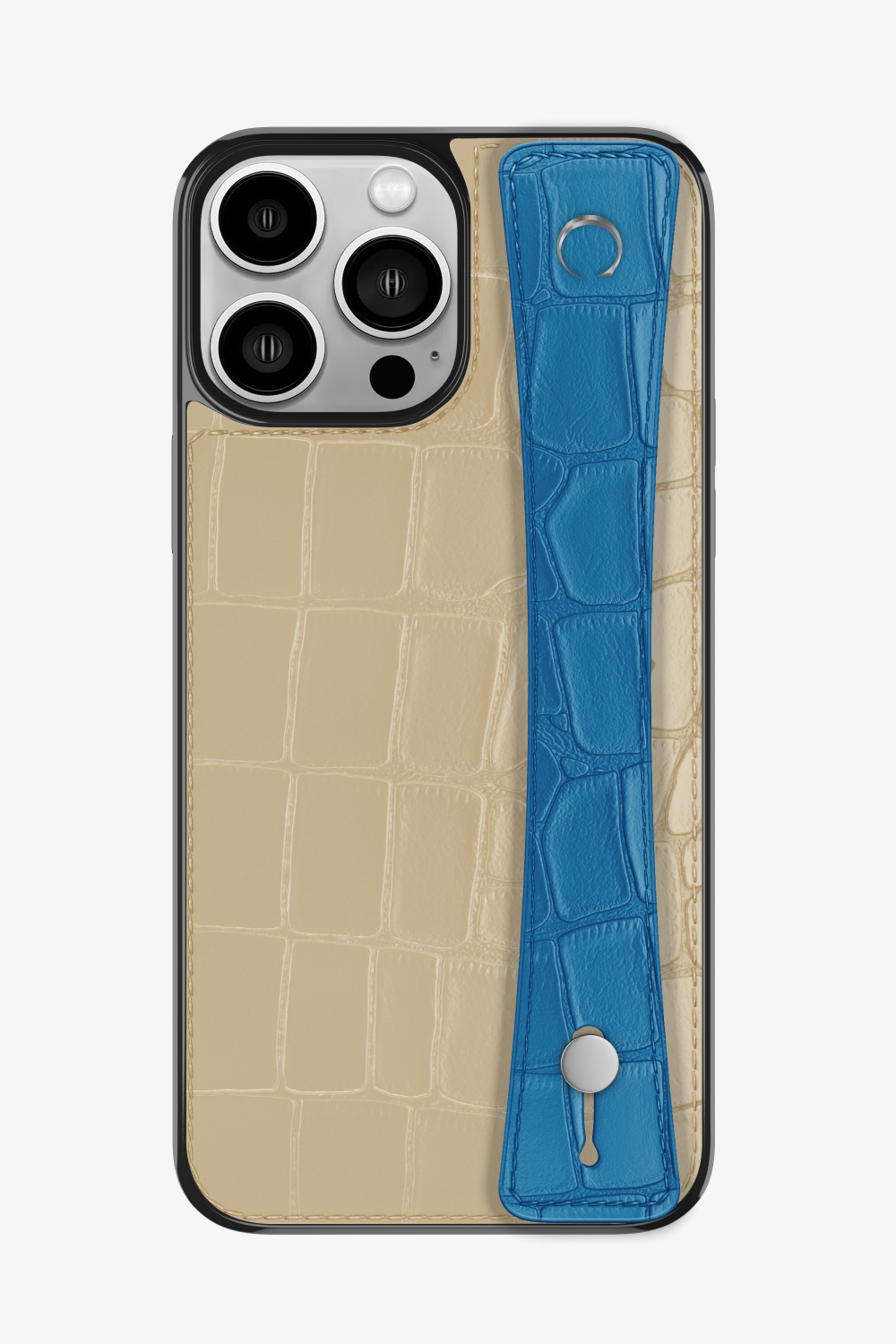 Alligator Sports Strap Case for iPhone 16 Pro Max - Vanilla / Blue Lagoon - zollofrance