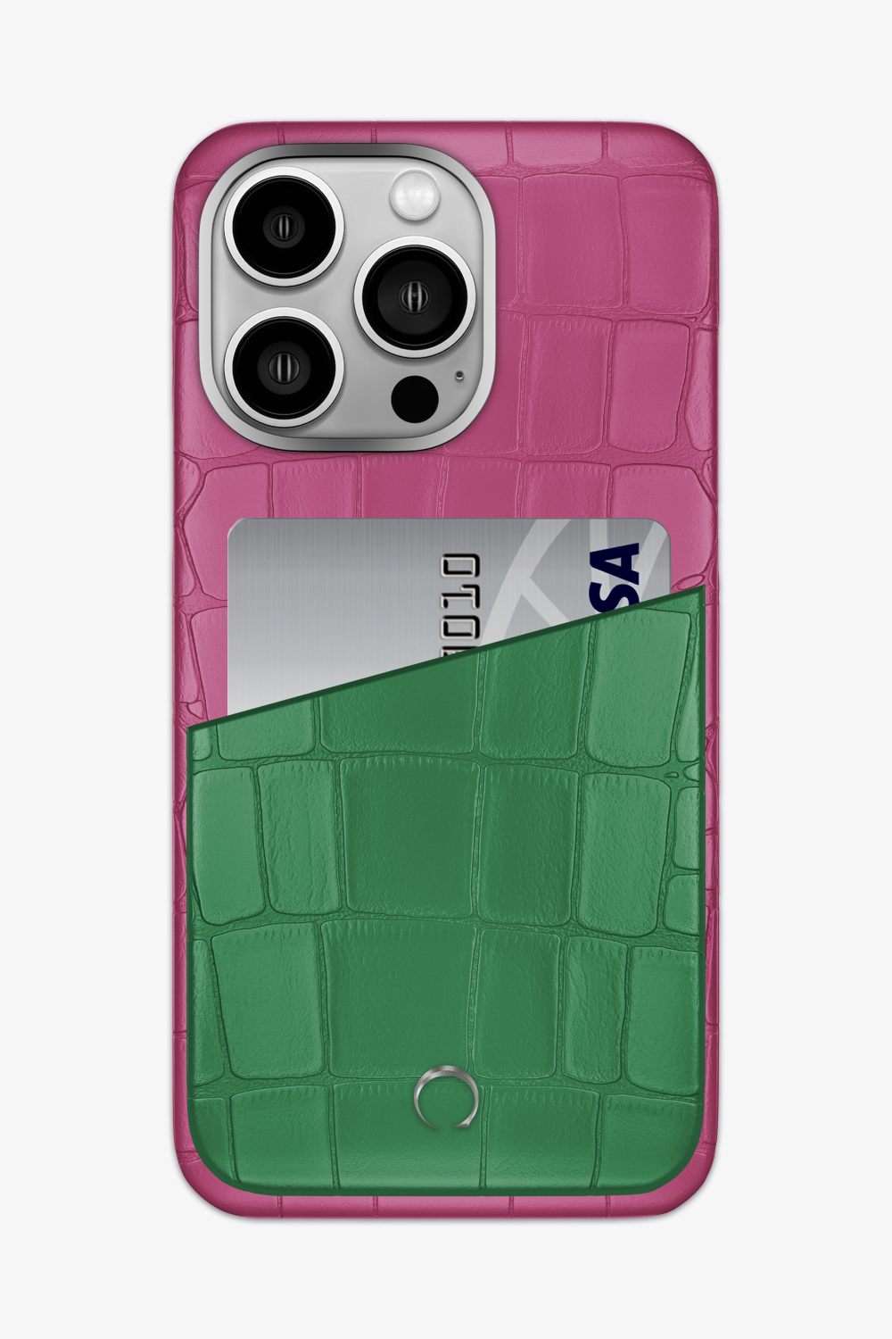 Alligator Pocket Case for iPhone 16 Pro Max - Pink Fuchsia / Green Emerald - zollofrance