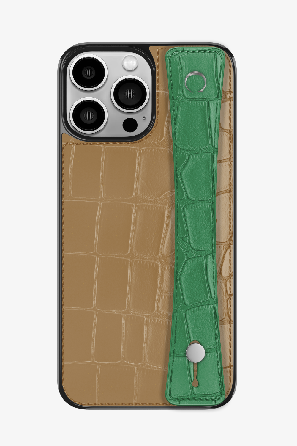 Alligator Sports Strap Case for iPhone 16 Pro Max - Latte / Green Emerald - zollofrance