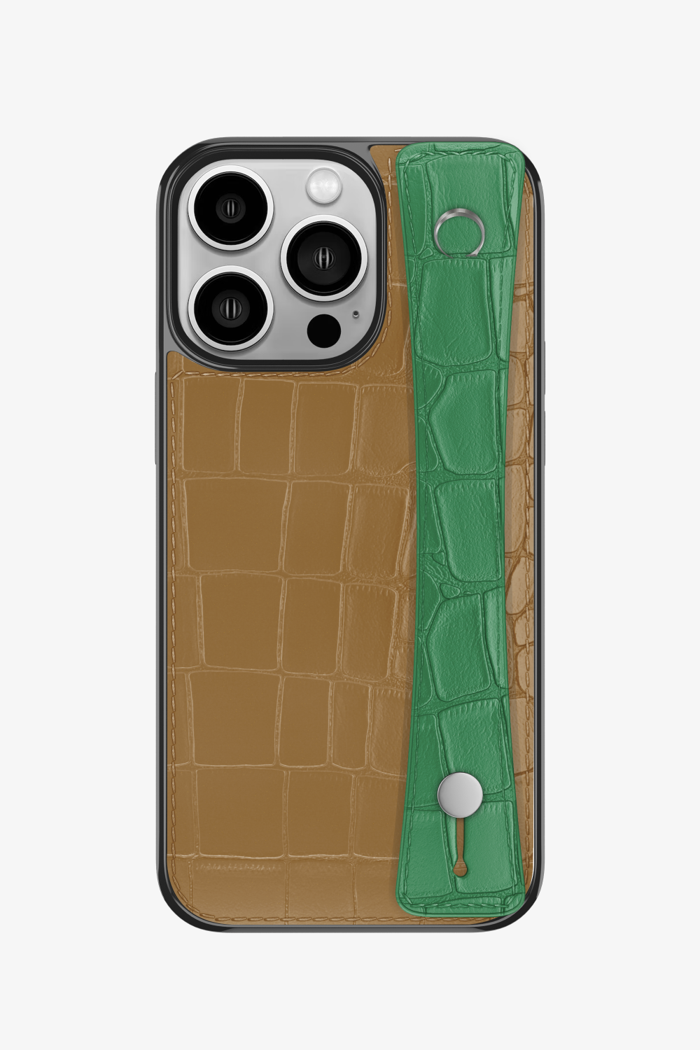 Alligator Sports Strap Case for iPhone 16 Pro - Latte / Green Emerald - zollofrance