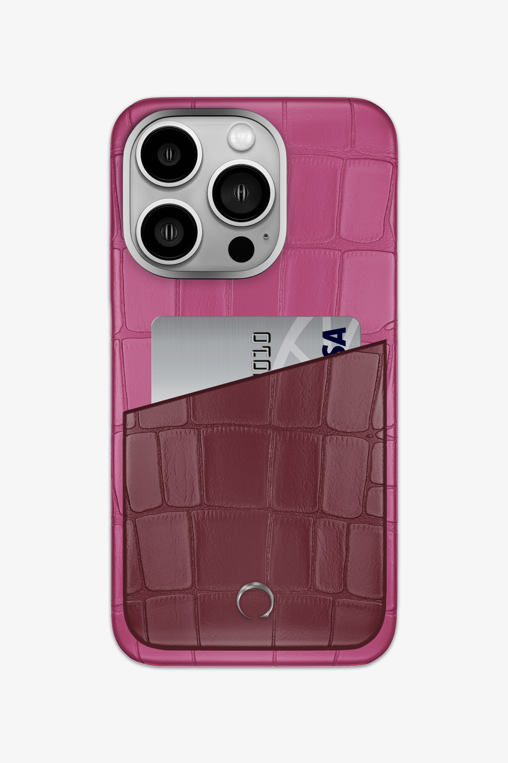 Alligator Pocket Case for iPhone 14 Pro - Pink Fuchsia / Burgundy - zollofrance