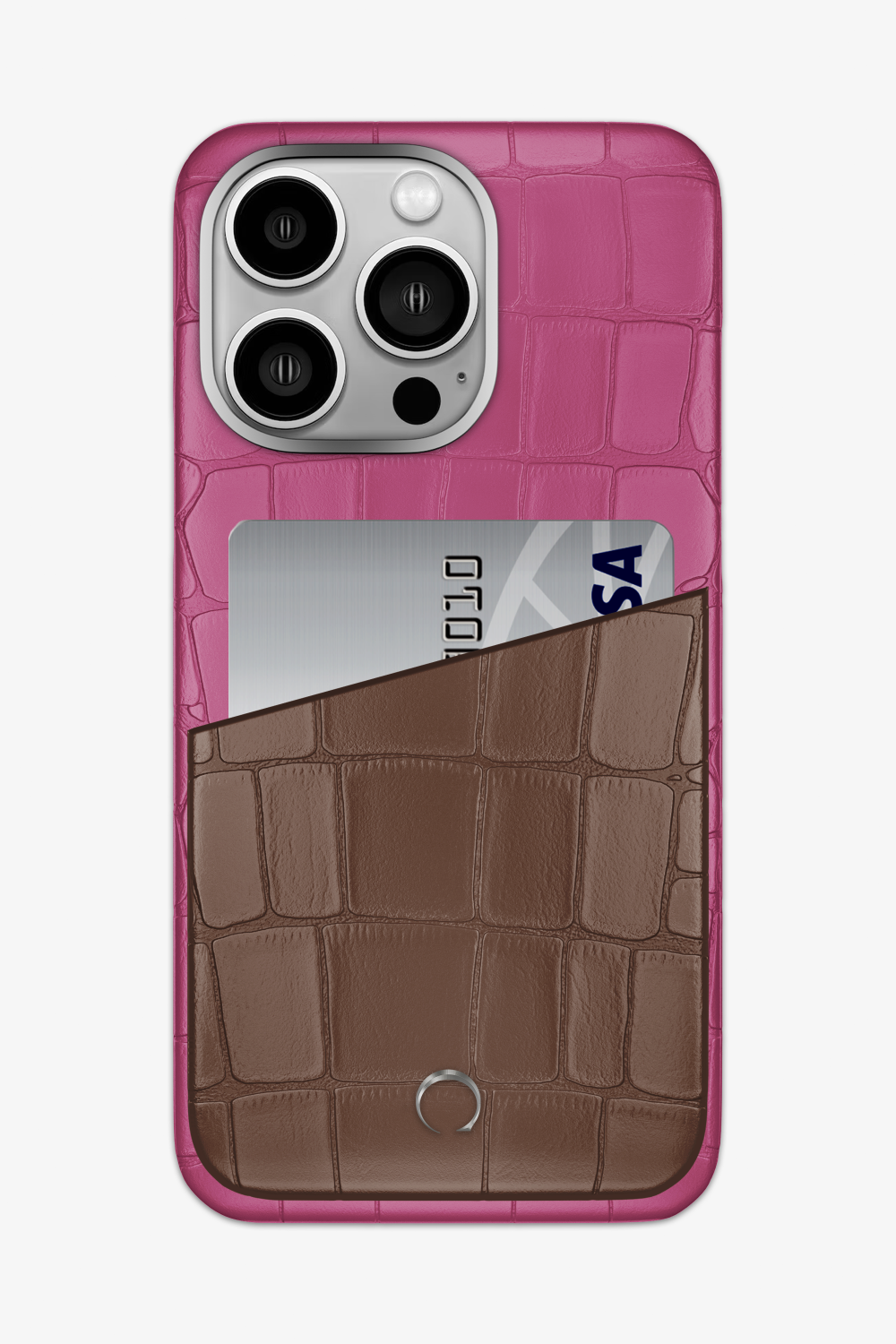 Alligator Pocket Case for iPhone 16 Pro Max - Pink Fuchsia / Cocoa - zollofrance