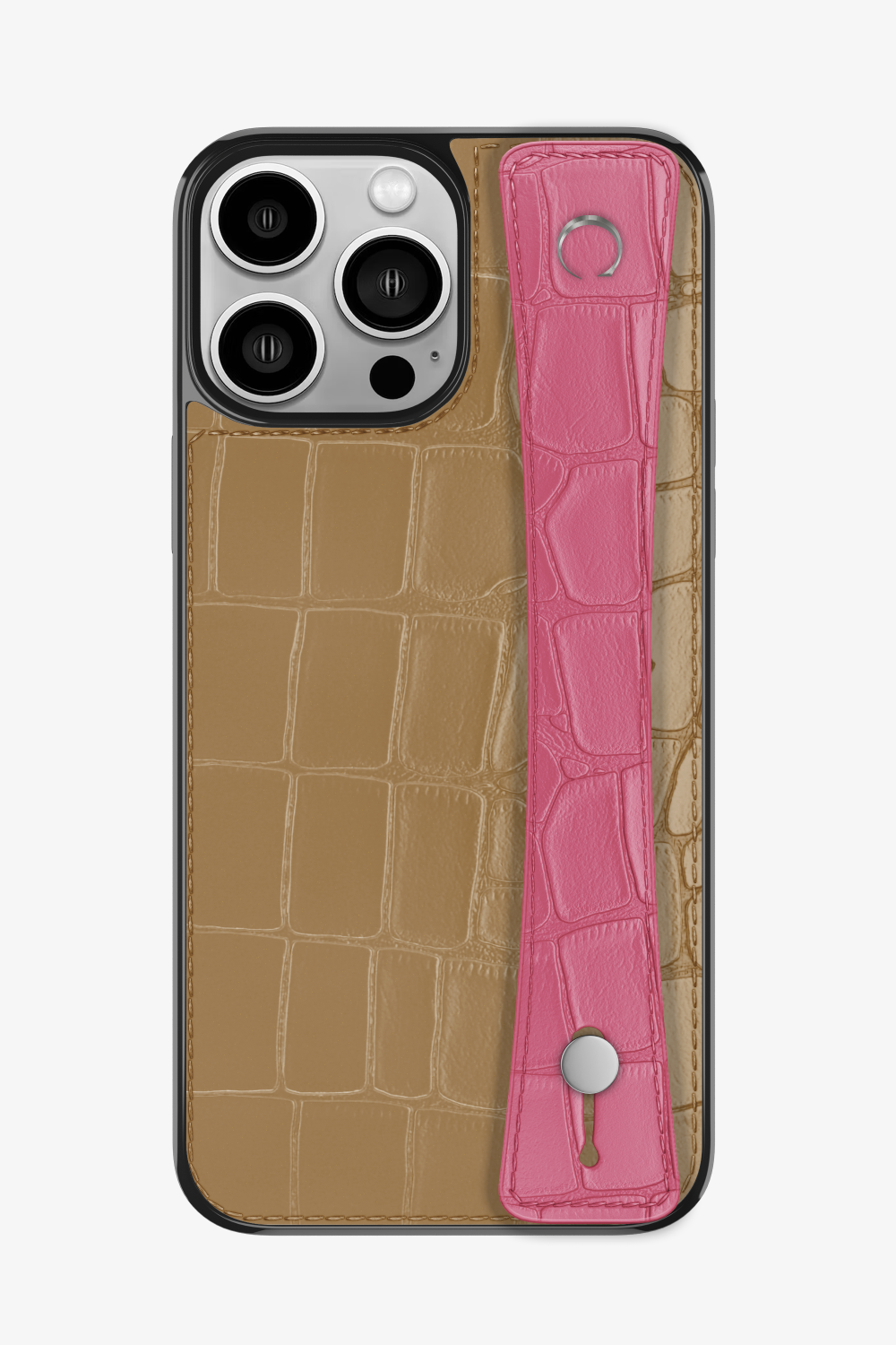 Alligator Sports Strap Case for iPhone 16 Pro Max - Latte / Pink - zollofrance