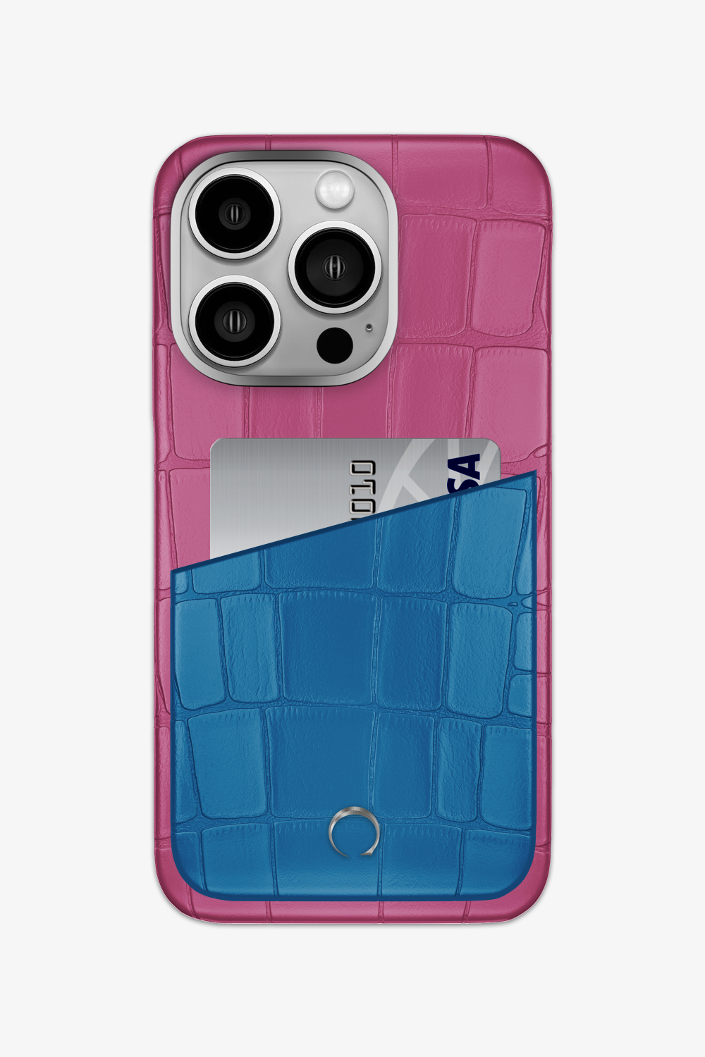 Alligator Pocket Case for iPhone 16 Pro - Pink Fuchsia / Blue Lagoon - zollofrance