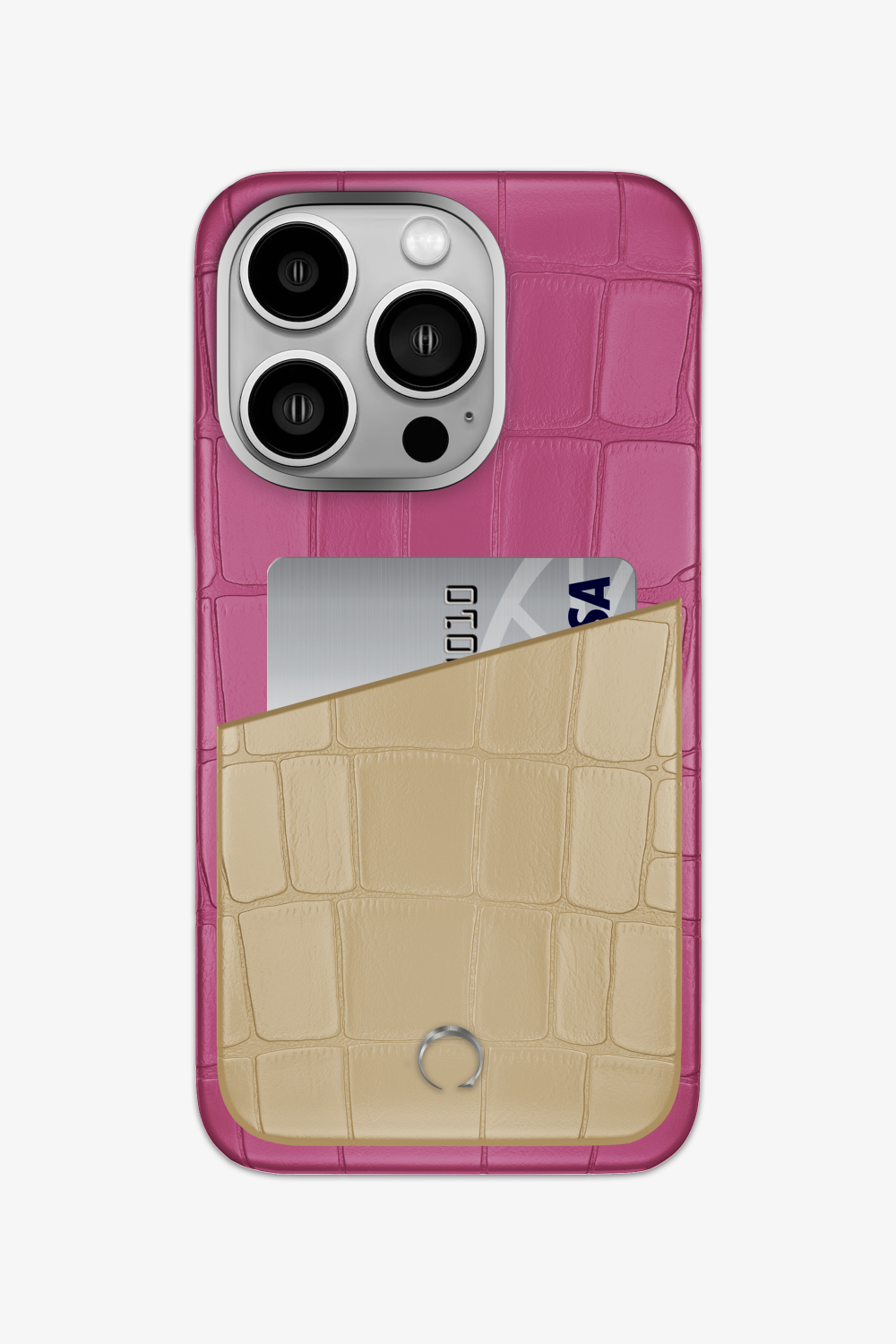 Alligator Pocket Case for iPhone 16 Pro - Pink Fuchsia / Vanilla - zollofrance