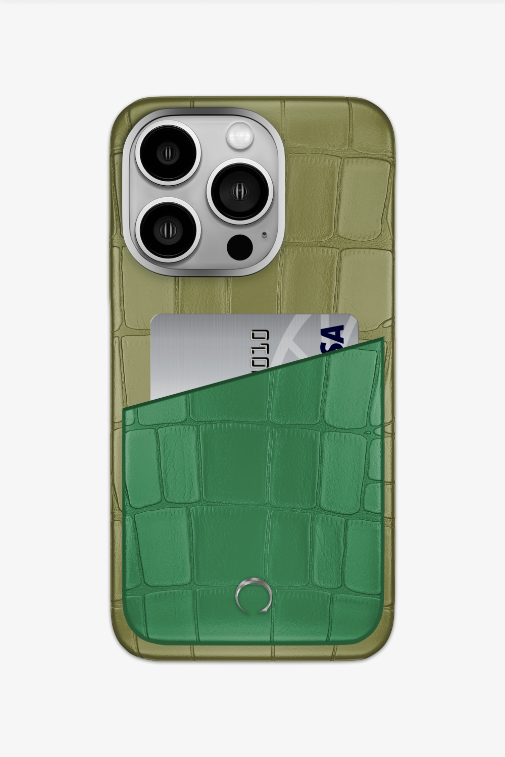 Alligator Pocket Case for iPhone 16 Pro - Khaki / Green Emerald - zollofrance