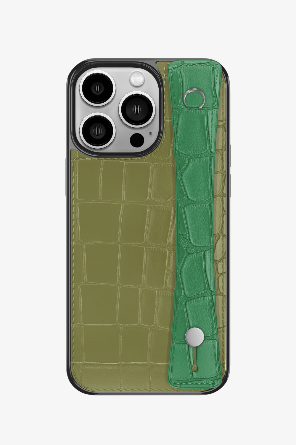 Alligator Sports Strap Case for iPhone 16 Pro - Khaki / Green Emerald - zollofrance