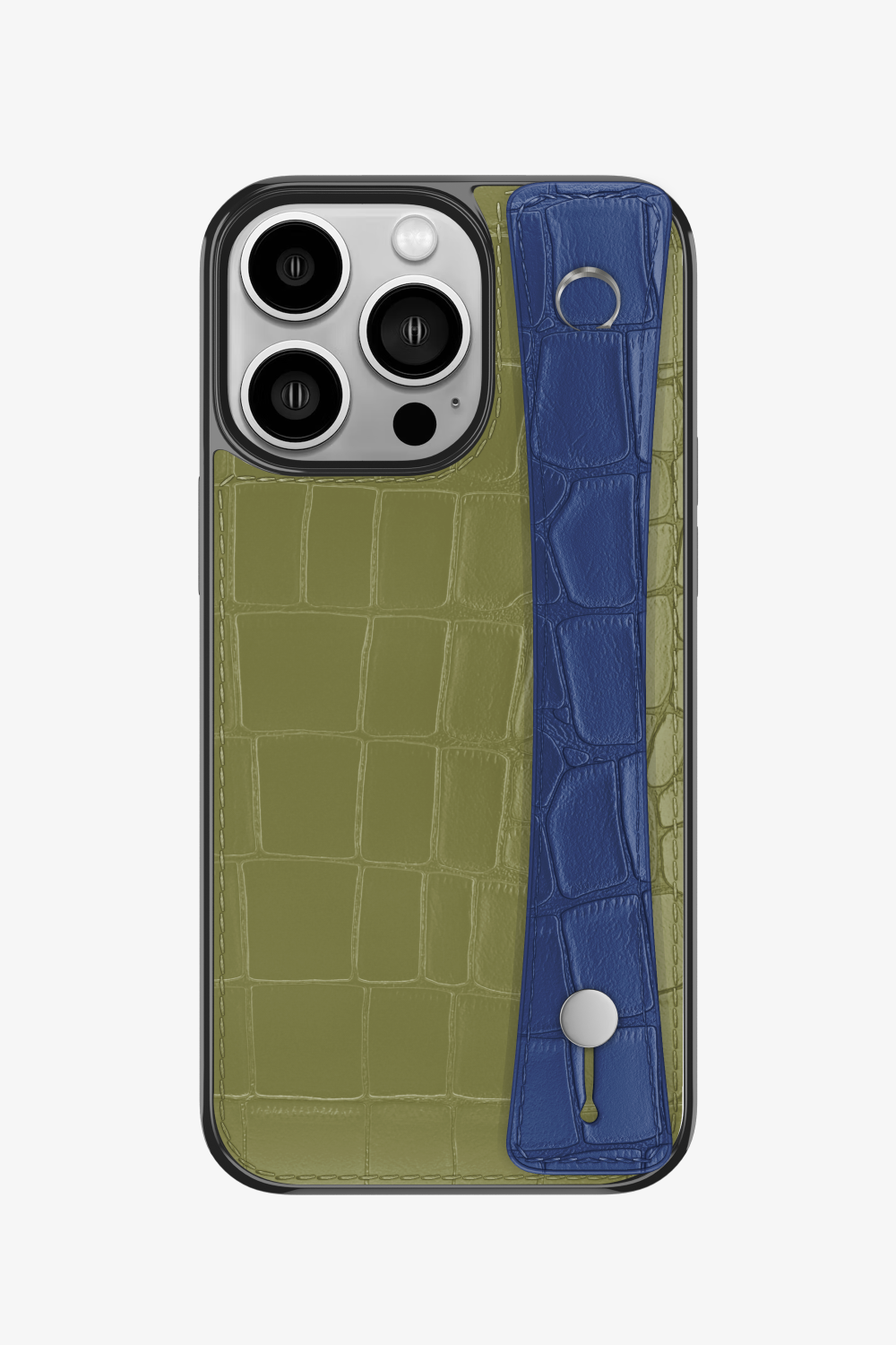 Alligator Sports Strap Case for iPhone 16 Pro - Khaki / Navy Blue - zollofrance