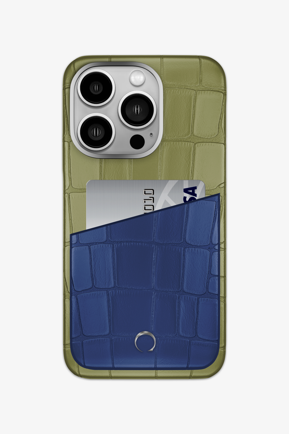 Alligator Pocket Case for iPhone 16 Pro - Khaki / Navy Blue - zollofrance