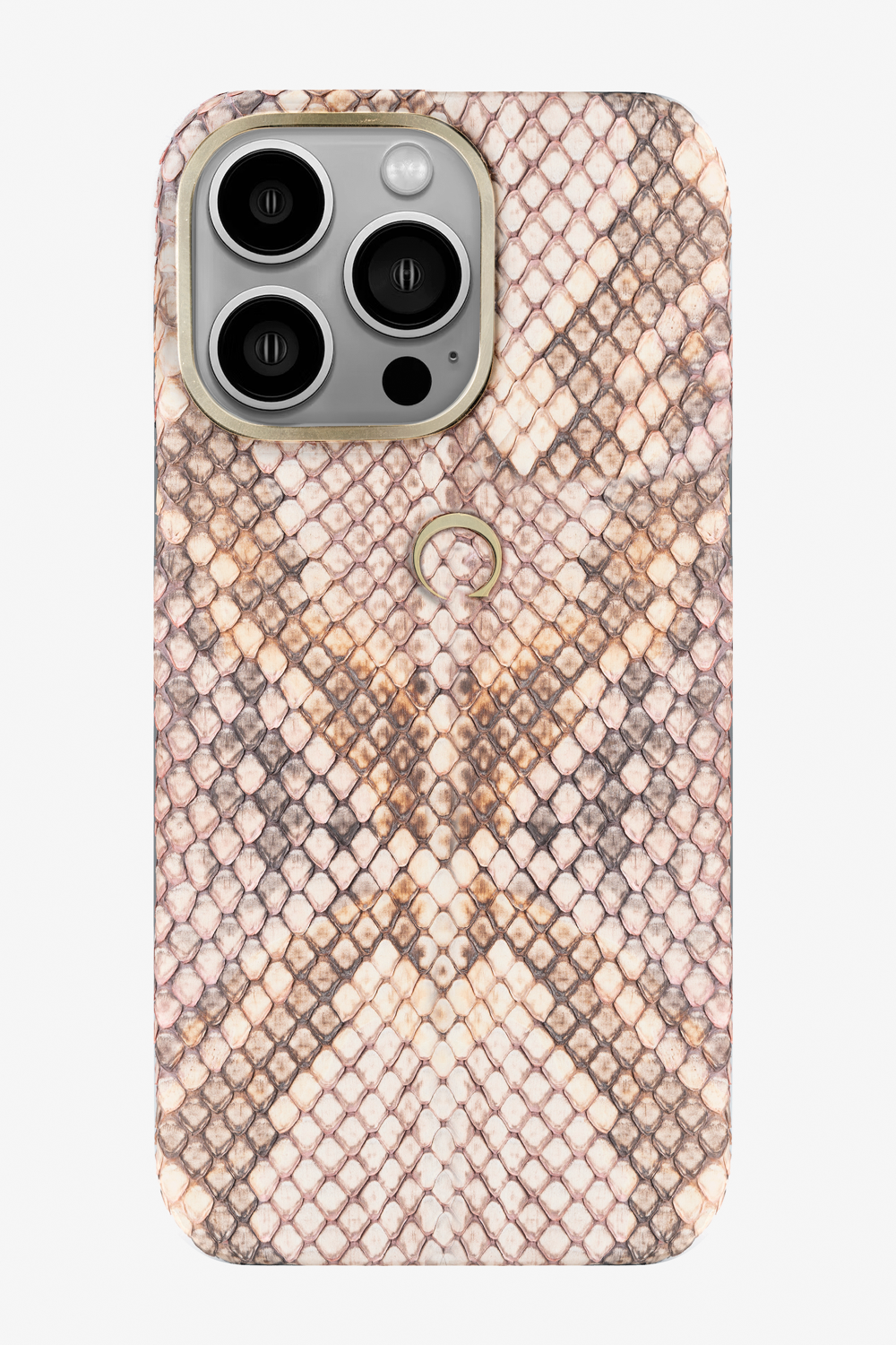 Pink Matte Python Case for iPhone 15 Series - 15 Pro Max / Gold - zollofrance
