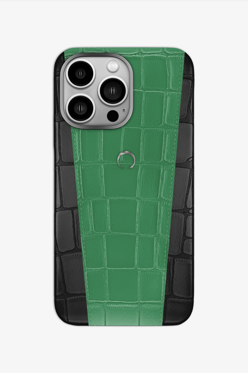 Two-tone Alligator Case for iPhone 16 Pro - Black / Green Emerald - zollofrance