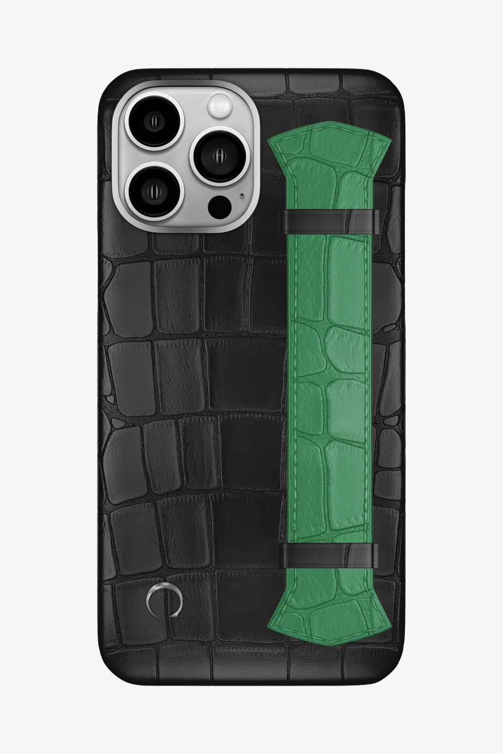 Majestic Alligator Strap Case for iPhone 16 Pro Max - Black / Green Emerald - zollofrance