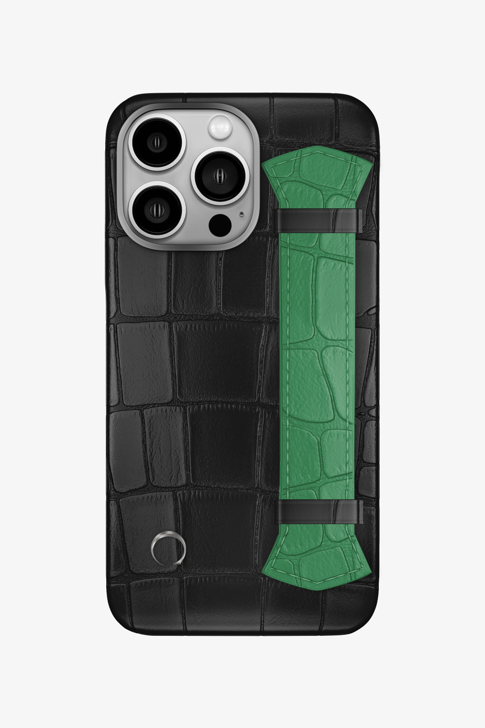 Majestic Alligator Strap Case for iPhone 16 Pro - Black / Green Emerald - zollofrance