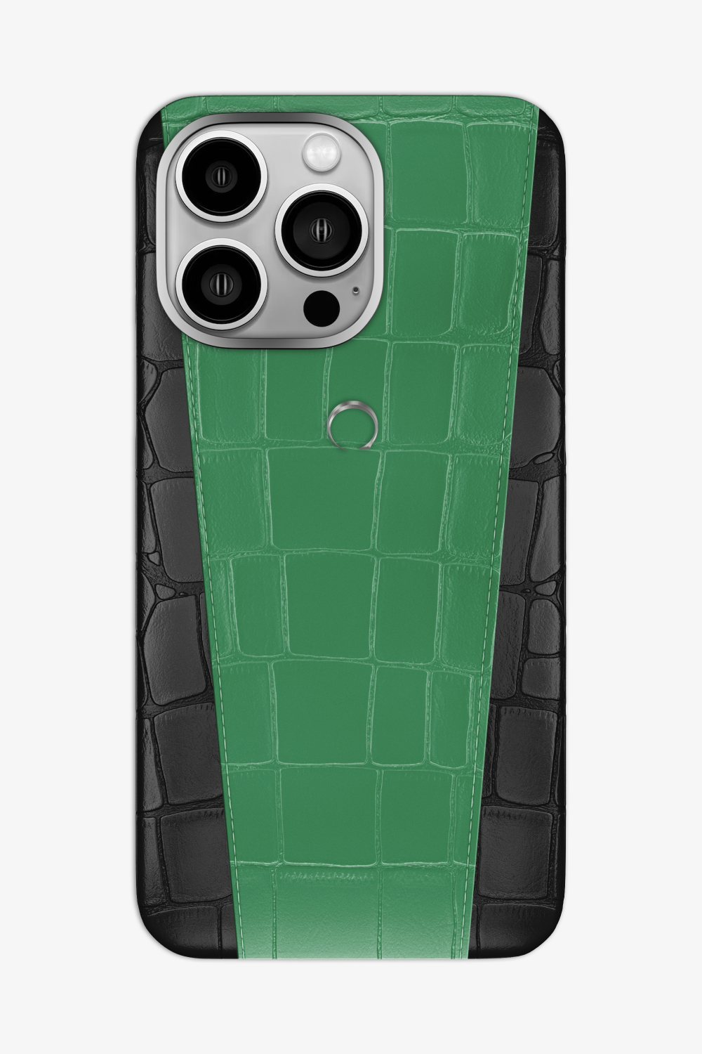 Two-tone Alligator Case for iPhone 16 Pro Max - Black / Green Emerald - zollofrance