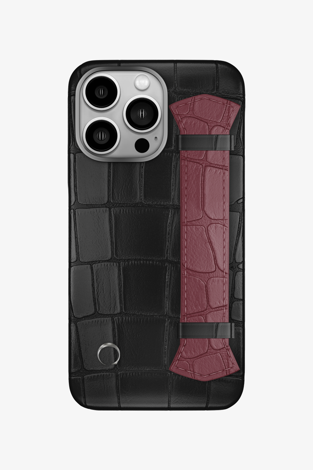 Majestic Alligator Strap Case for iPhone 16 Pro - Black / Burgundy - zollofrance