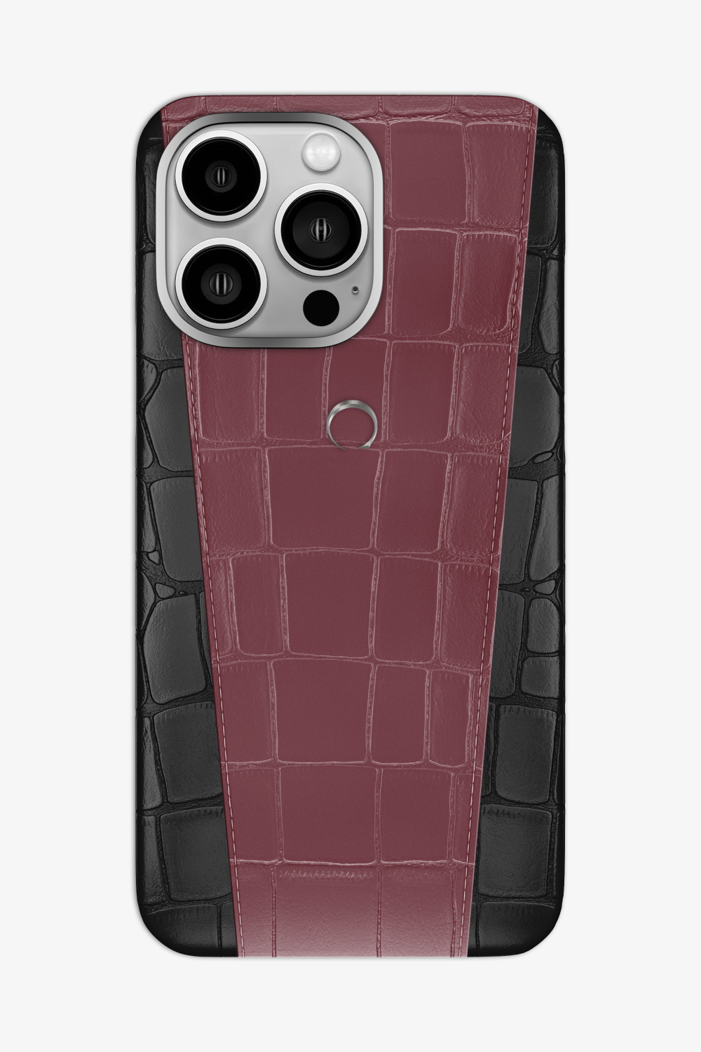 Two-tone Alligator Case for iPhone 16 Pro Max - Black / Burgundy - zollofrance