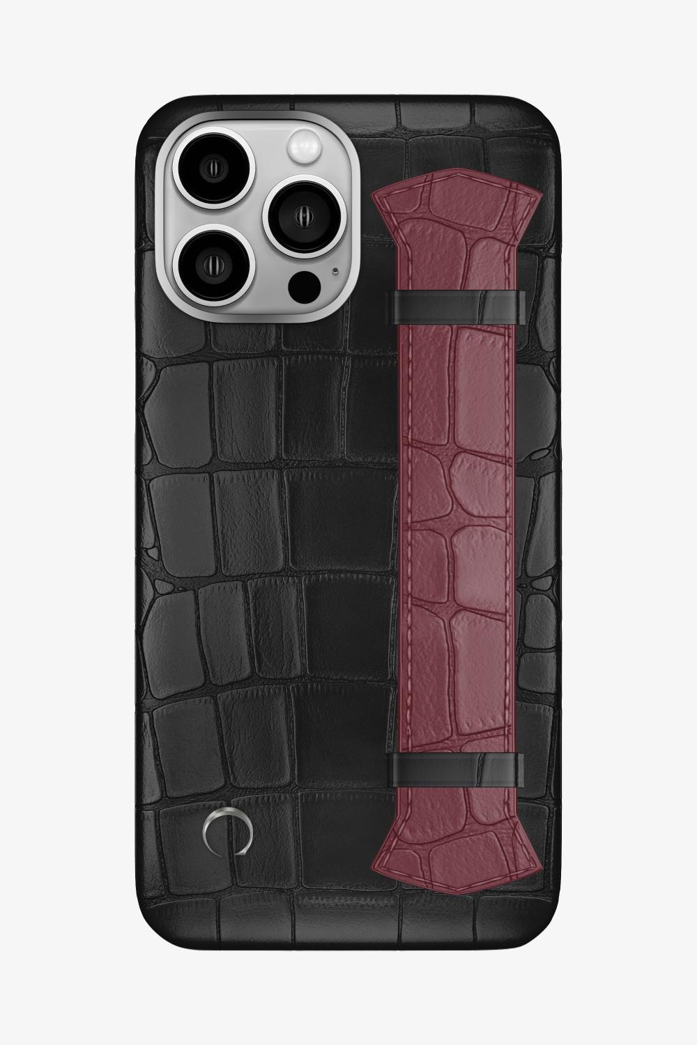 Majestic Alligator Strap Case for iPhone 16 Pro Max - Black / Burgundy - zollofrance