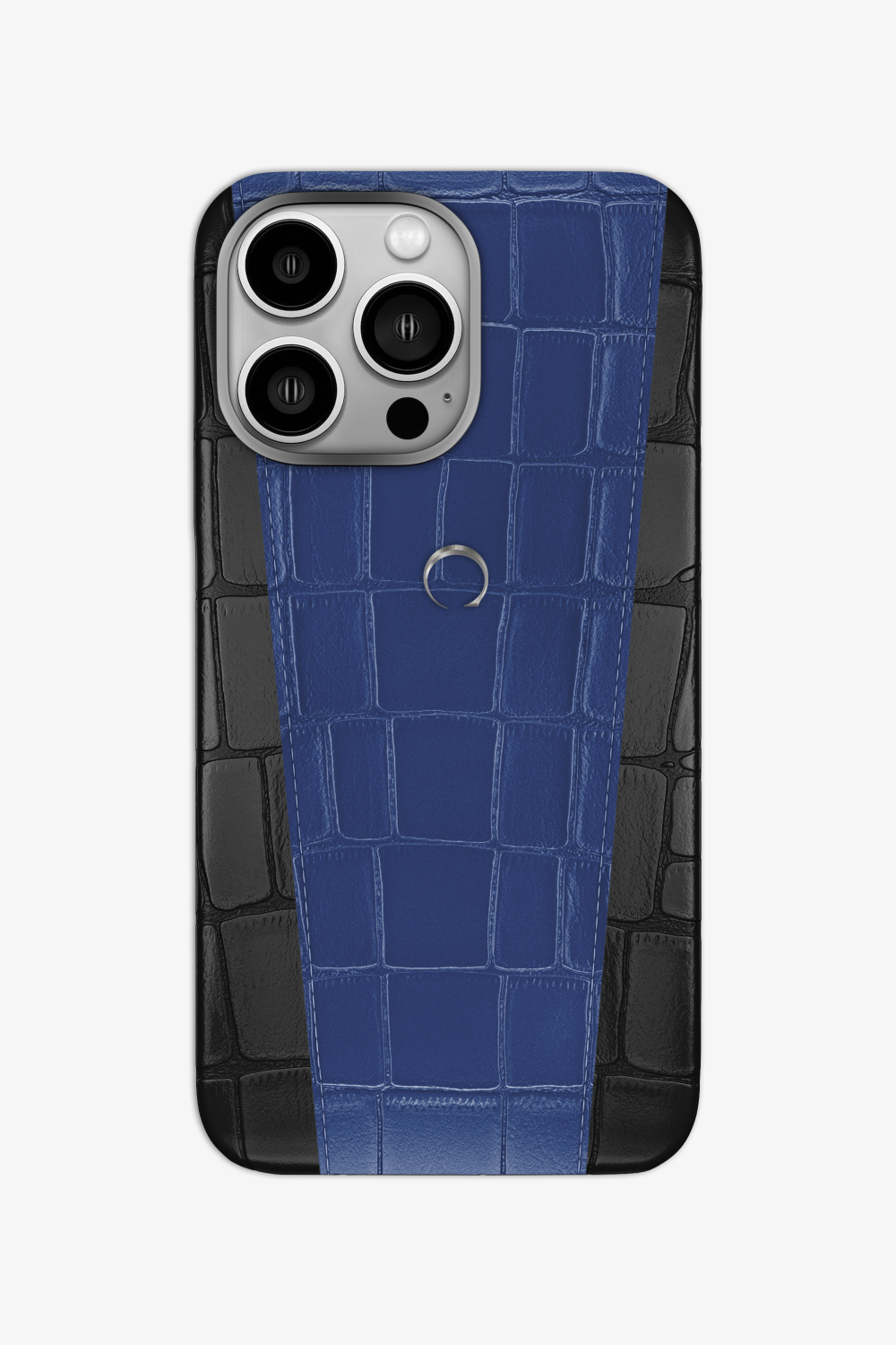 Two-tone Alligator Case for iPhone 16 Pro - Black / Navy Blue - zollofrance