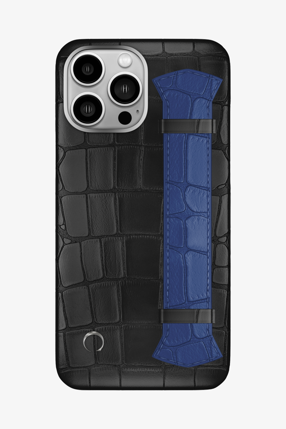 Majestic Alligator Strap Case for iPhone 16 Pro Max - Black / Navy Blue - zollofrance