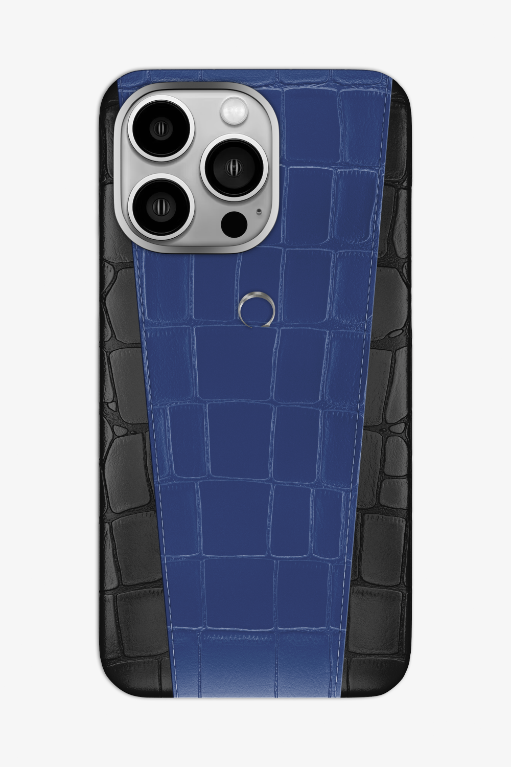 Two-tone Alligator Case for iPhone 16 Pro Max - Black / Navy Blue - zollofrance