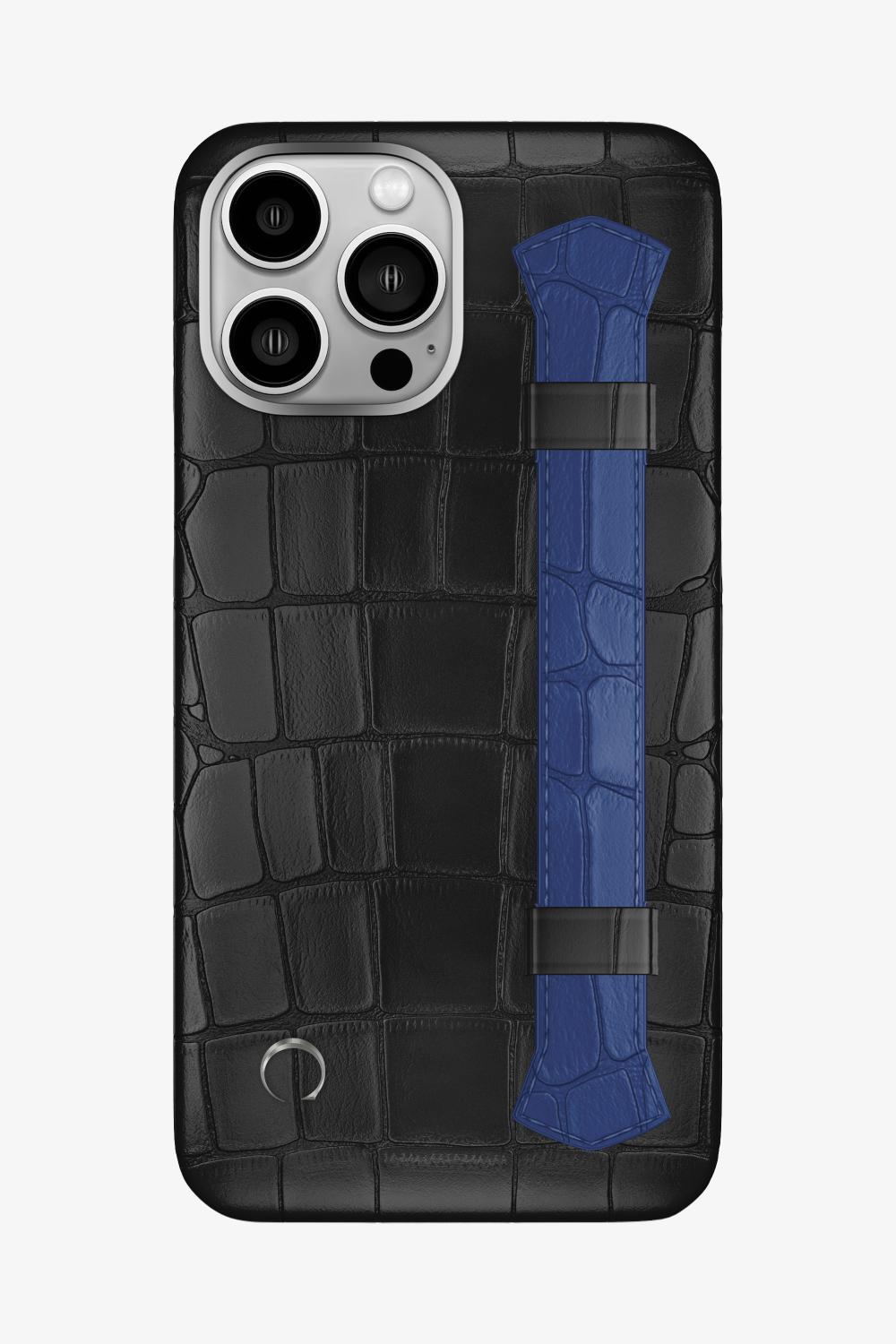 Double Headed Alligator Strap Case for iPhone 16 Pro Max - Black / Navy Blue - zollofrance