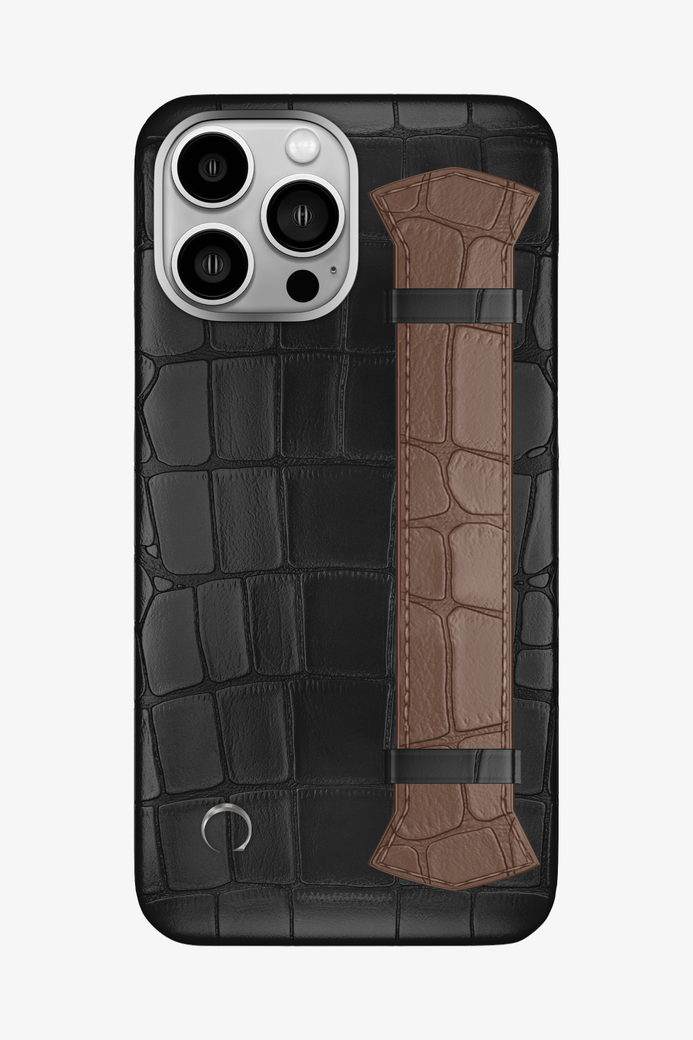 Majestic Alligator Strap Case for iPhone 16 Pro Max - Black / Cocoa - zollofrance