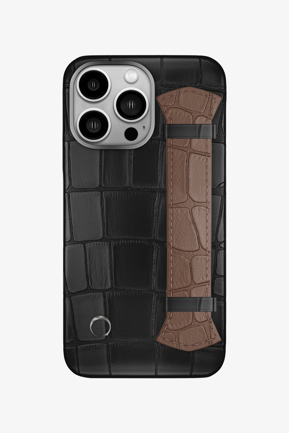 Majestic Alligator Strap Case for iPhone 16 Pro - Black / Cocoa - zollofrance