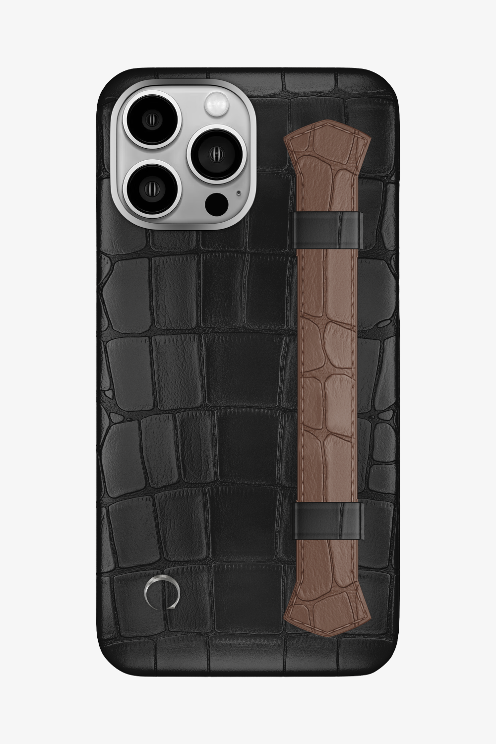 Double Headed Alligator Strap Case for iPhone 16 Pro Max - Black / Cocoa - zollofrance