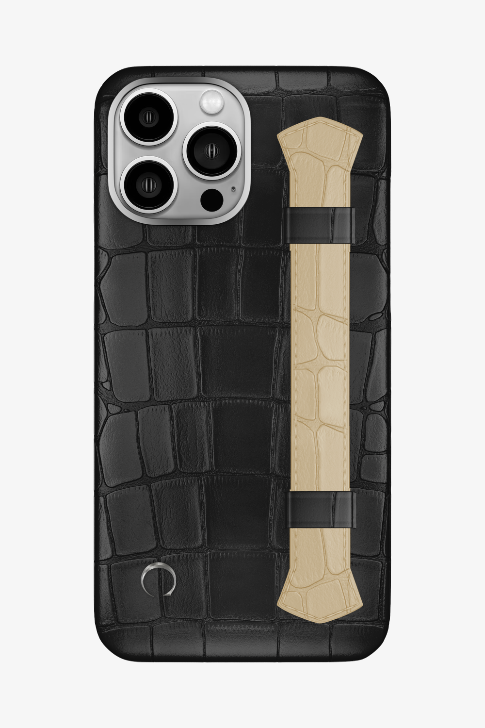 Double Headed Alligator Strap Case for iPhone 16 Pro Max - Black / Vanilla - zollofrance