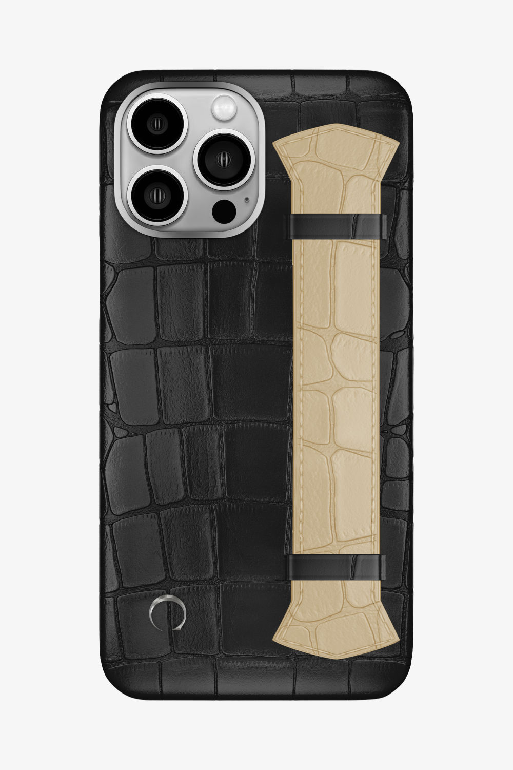 Majestic Alligator Strap Case for iPhone 16 Pro Max - Black / Vanilla - zollofrance