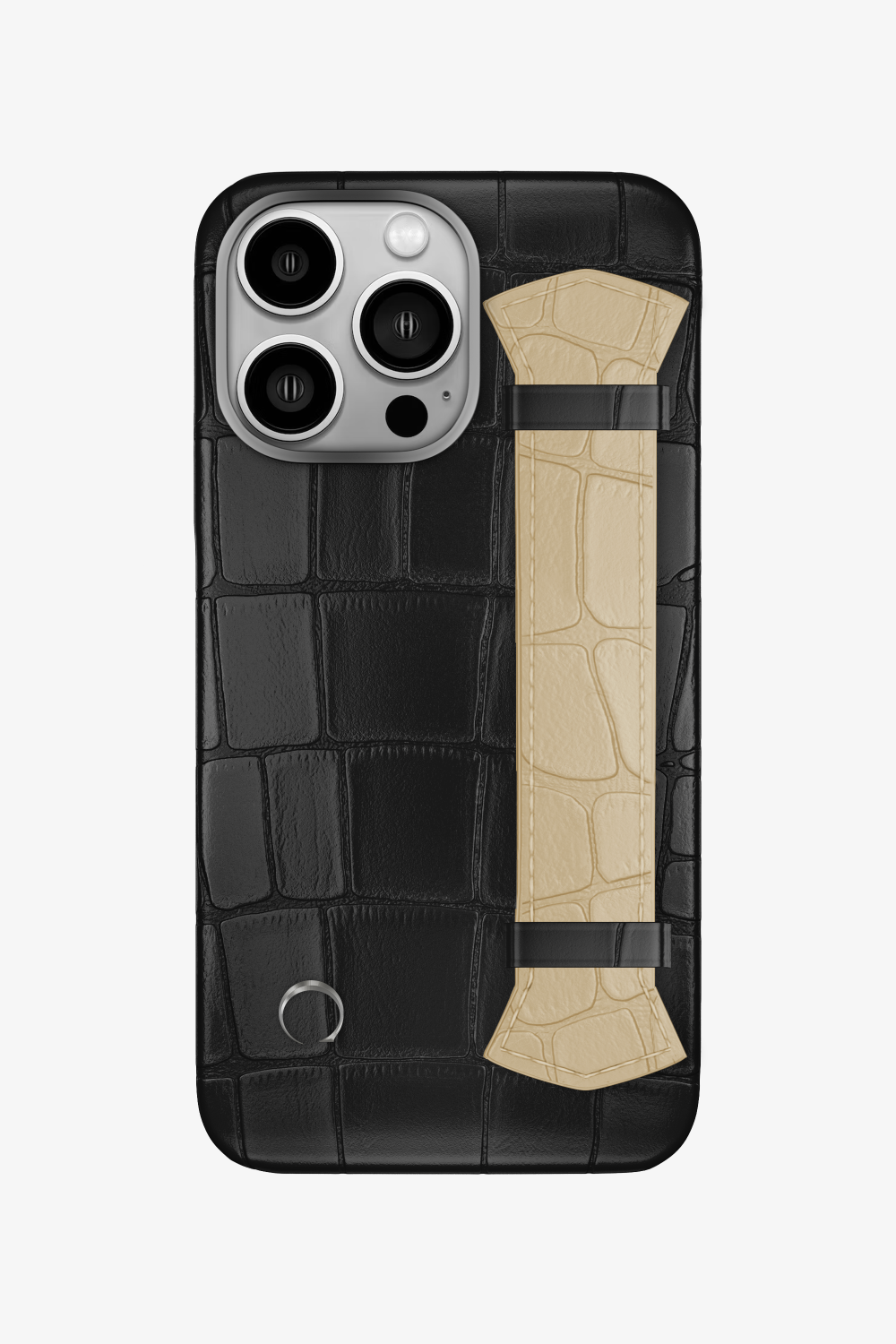 Majestic Alligator Strap Case for iPhone 16 Pro - Black / Vanilla - zollofrance