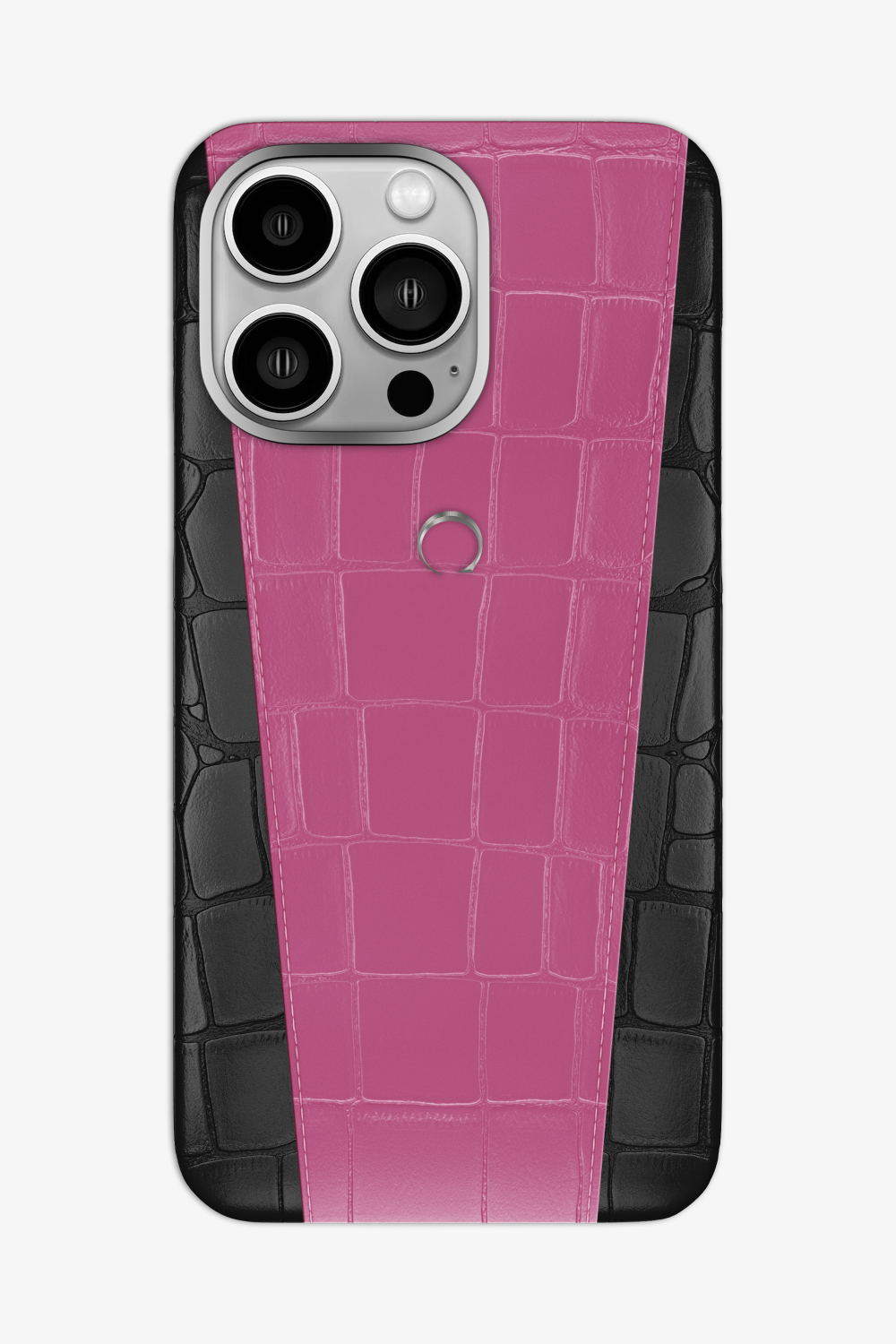 Two-tone Alligator Case for iPhone 16 Pro Max - Black / Pink Fuchsia - zollofrance