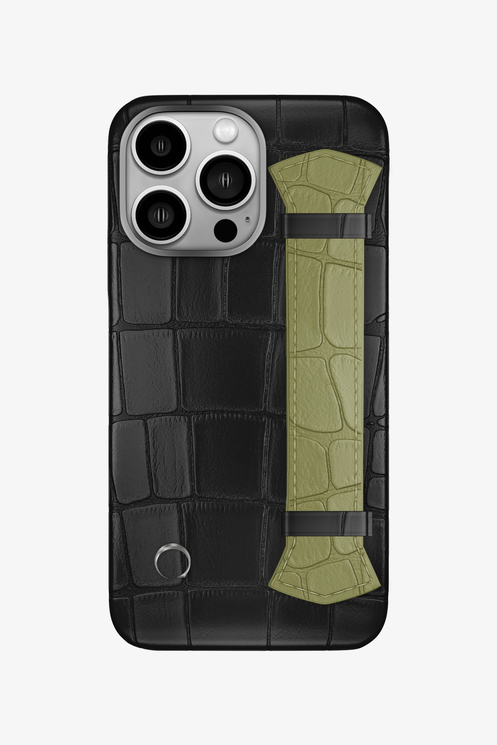 Majestic Alligator Strap Case for iPhone 16 Pro - Black / Khaki - zollofrance