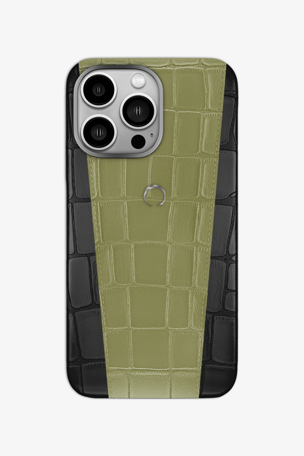 Two-tone Alligator Case for iPhone 16 Pro - Black / Khaki - zollofrance