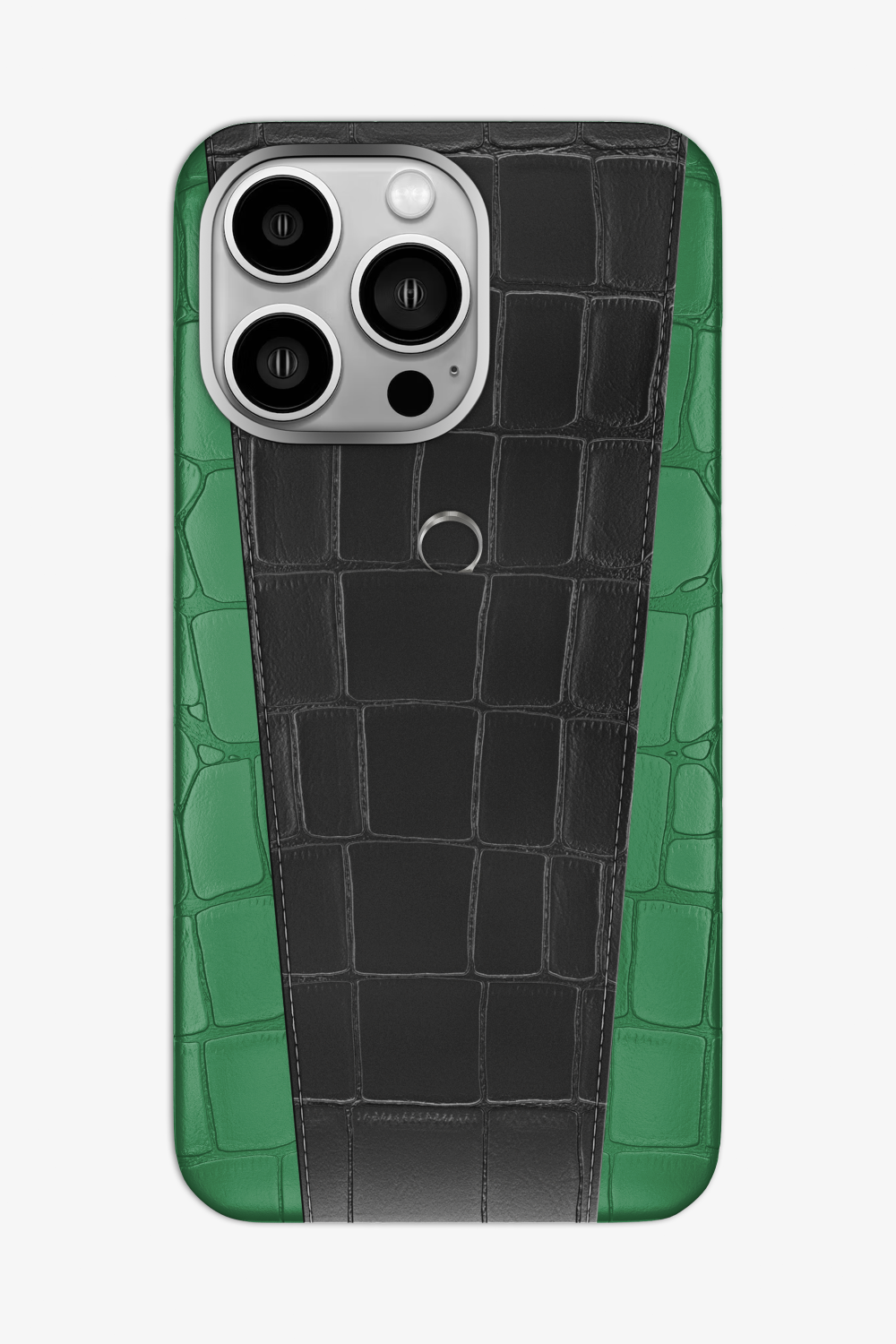 Two-tone Alligator Case for iPhone 16 Pro Max - Green Emerald / Black - zollofrance