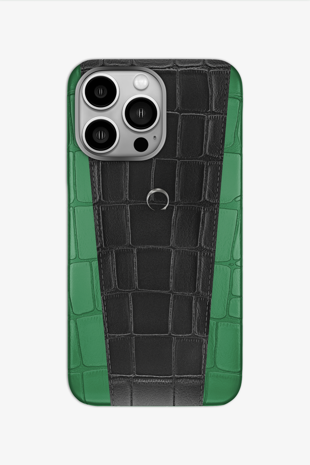 Two-tone Alligator Case for iPhone 16 Pro - Green Emerald / Black - zollofrance