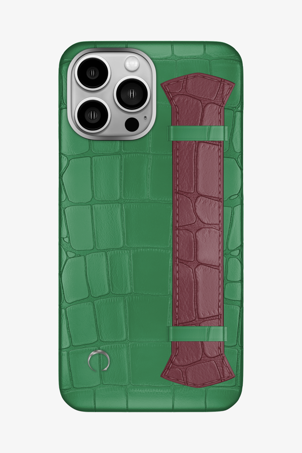 Majestic Alligator Strap Case for iPhone 16 Pro Max - Green Emerald / Burgundy - zollofrance