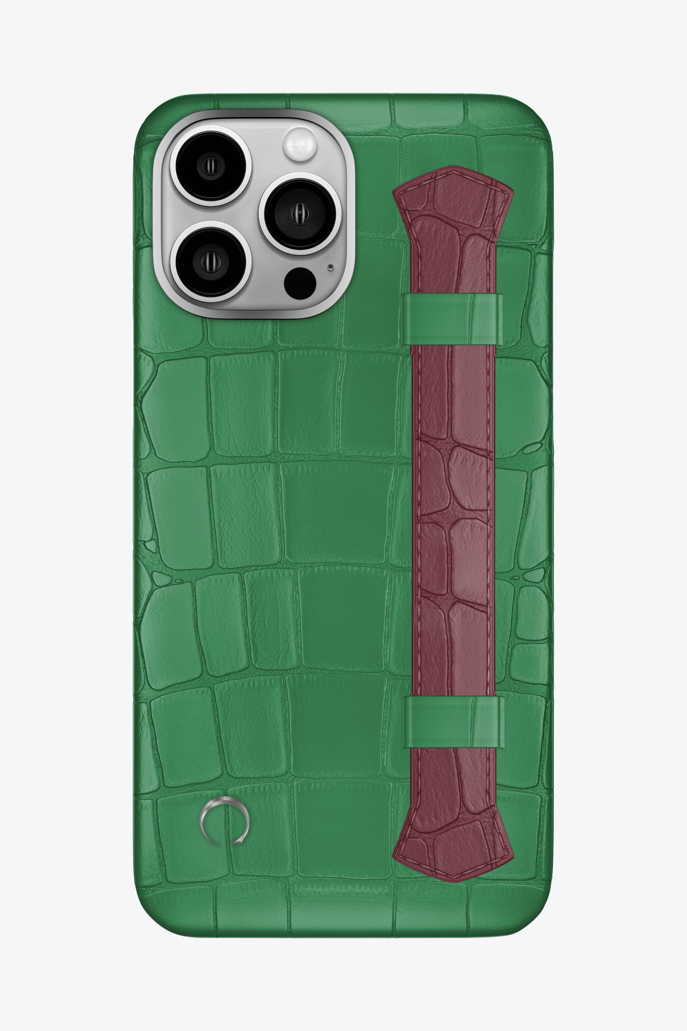 Double Headed Alligator Strap Case for iPhone 16 Pro Max - Green Emerald / Burgundy - zollofrance