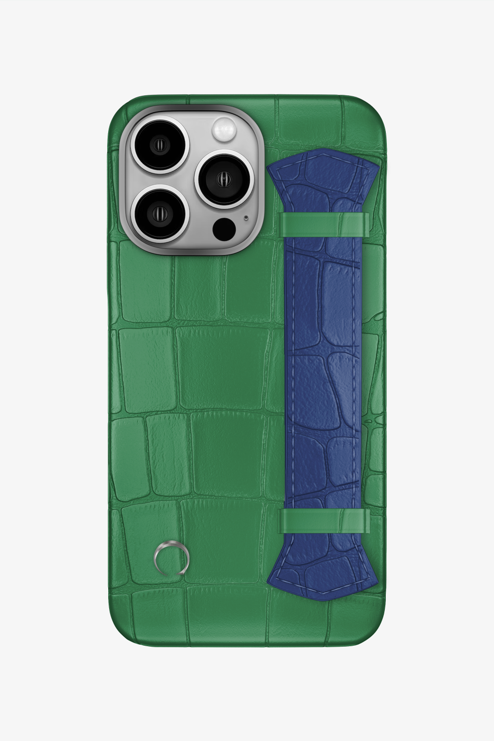 Majestic Alligator Strap Case for iPhone 16 Pro - Green Emerald / Navy Blue - zollofrance