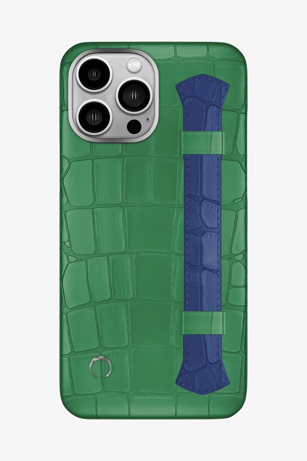 Double Headed Alligator Strap Case for iPhone 16 Pro Max - Green Emerald / Navy Blue - zollofrance