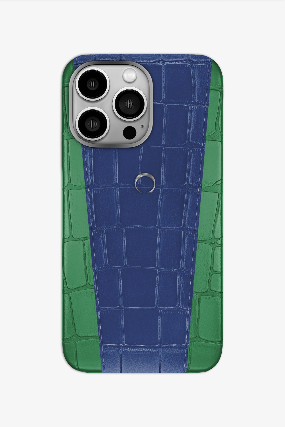 Two-tone Alligator Case for iPhone 16 Pro - Green Emerald / Navy Blue - zollofrance