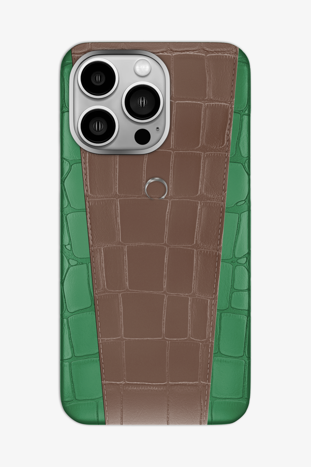 Two-tone Alligator Case for iPhone 16 Pro Max - Green Emerald / Cocoa - zollofrance