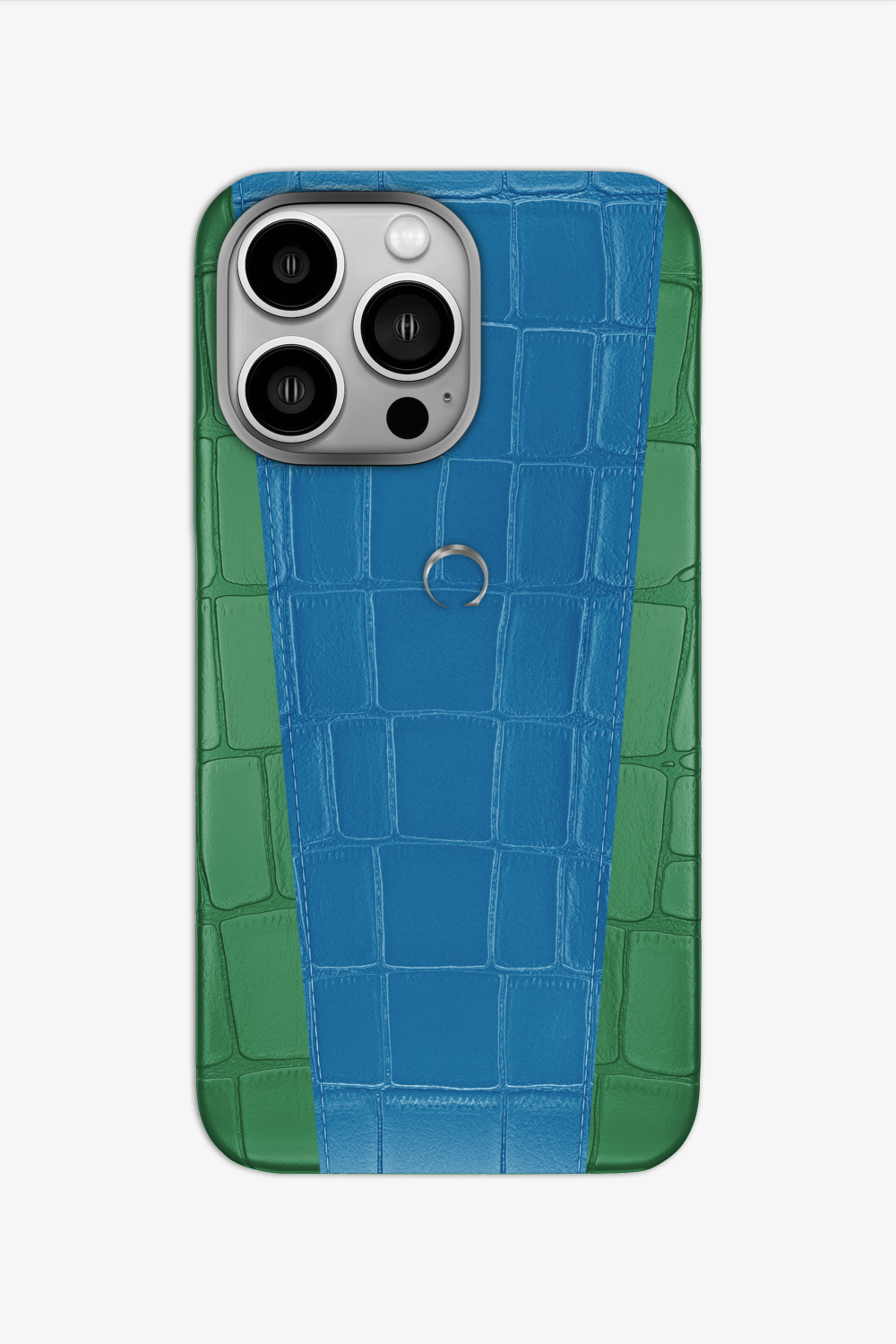 Two-tone Alligator Case for iPhone 16 Pro - Green Emerald / Blue Lagoon - zollofrance